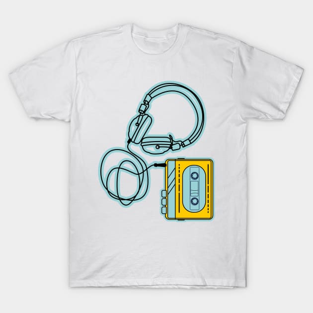 70's yellow cassette player T-Shirt by bloomroge